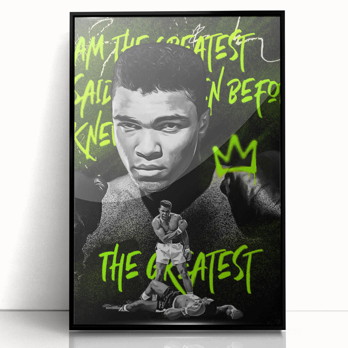 Iconic Pop Art Wall Art - Ali Canvas with Green and Black
