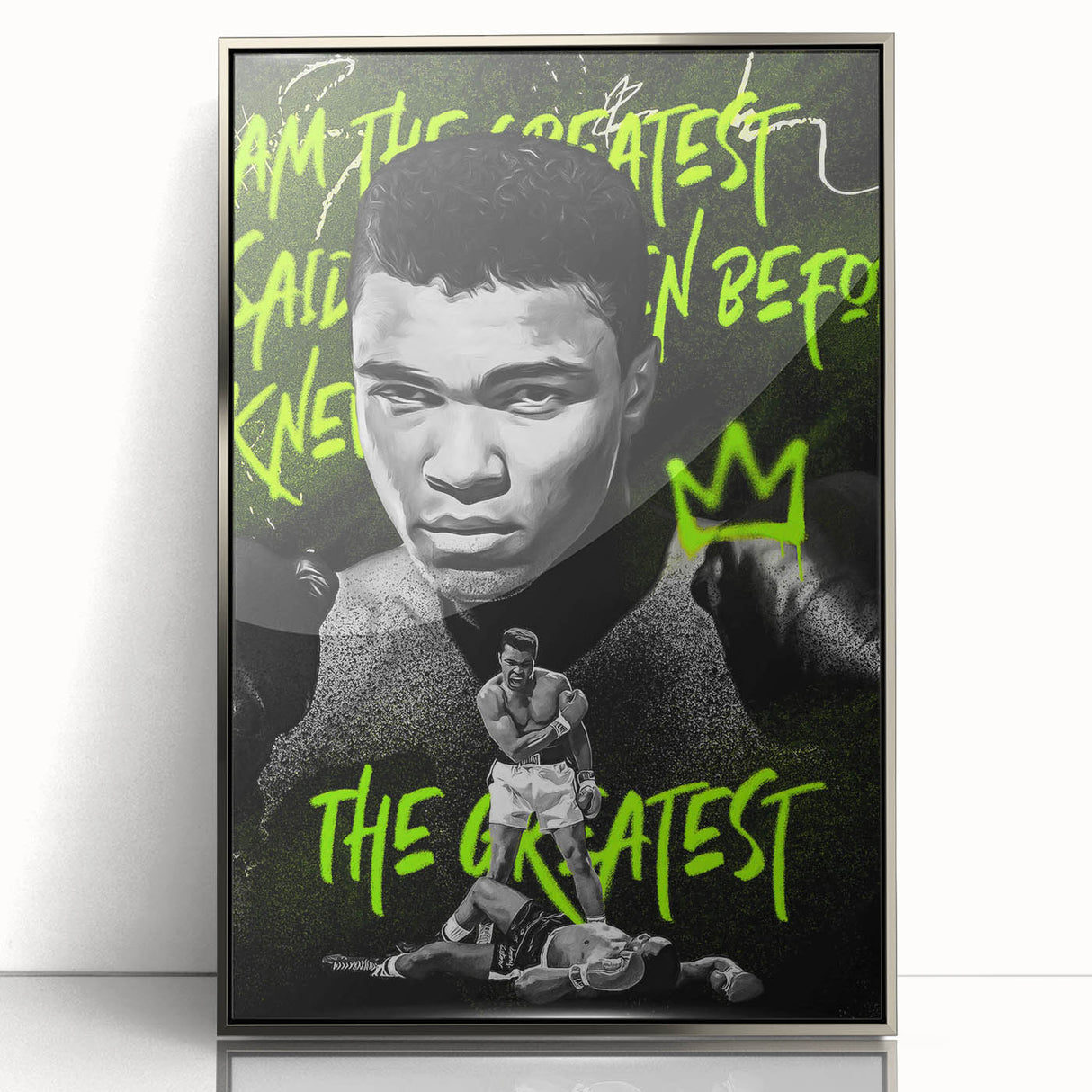 Iconic Pop Art Wall Art - Ali Canvas with Green and Black