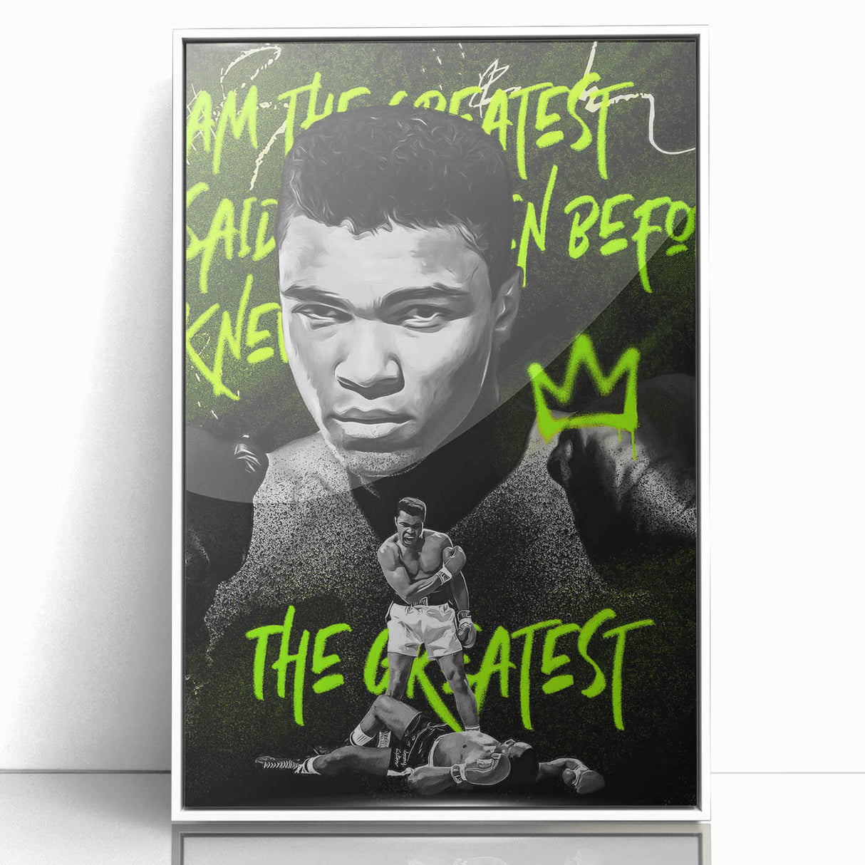 Iconic Pop Art Wall Art - Ali Canvas with Green and Black