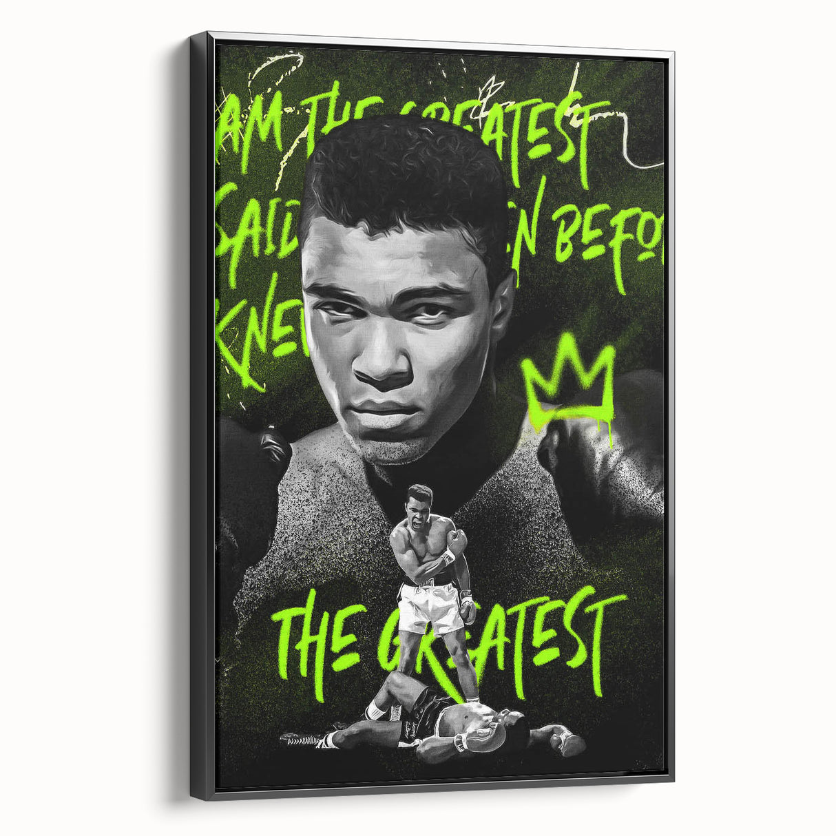 Iconic Pop Art Wall Art - Ali Canvas with Green and Black