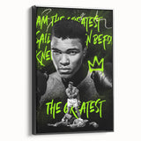 Iconic Pop Art Wall Art - Ali Canvas with Green and Black