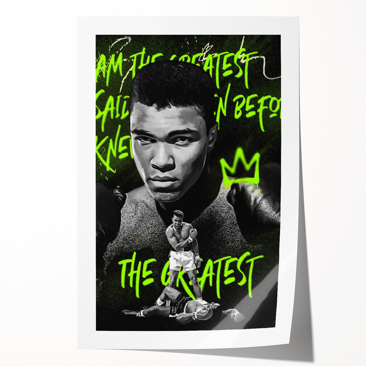 Iconic Pop Art Wall Art - Ali Canvas with Green and Black
