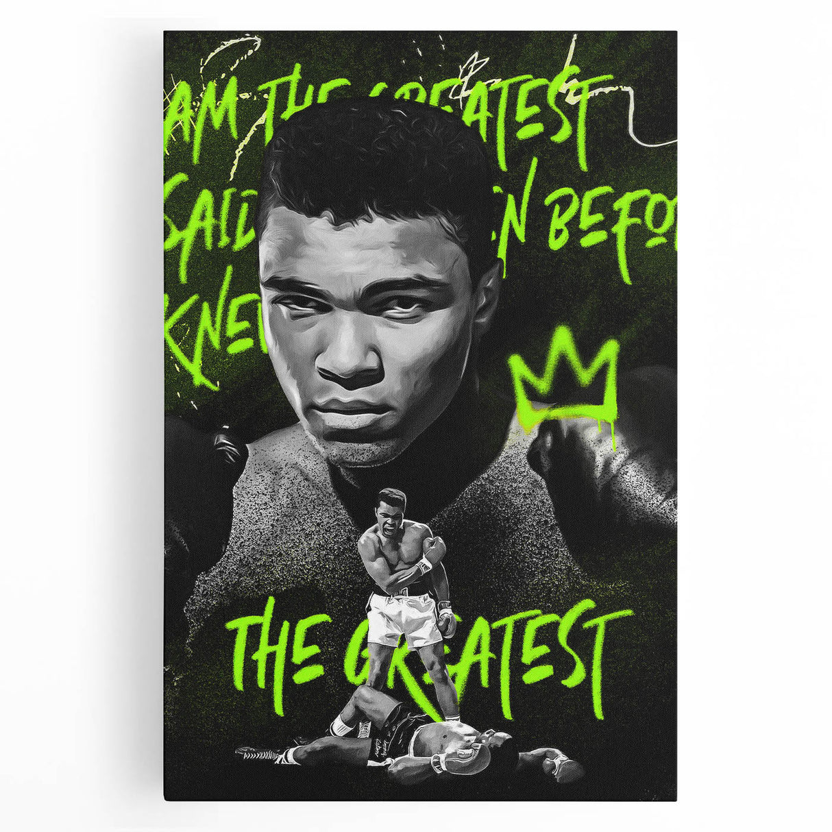 Iconic Pop Art Wall Art - Ali Canvas with Green and Black