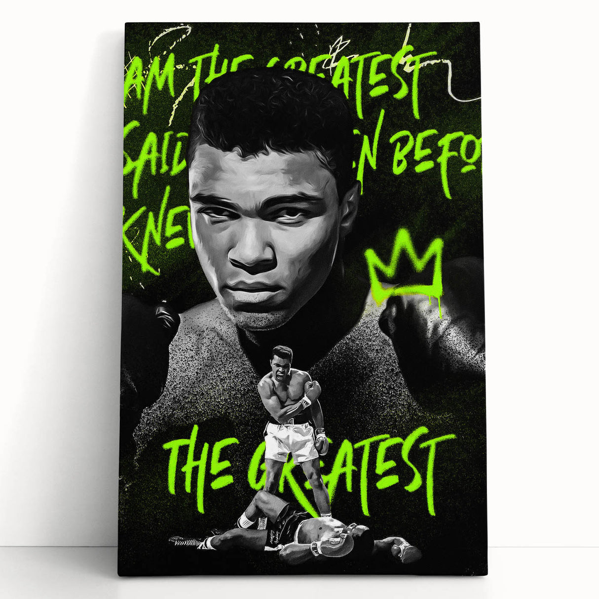 Iconic Pop Art Wall Art - Ali Canvas with Green and Black