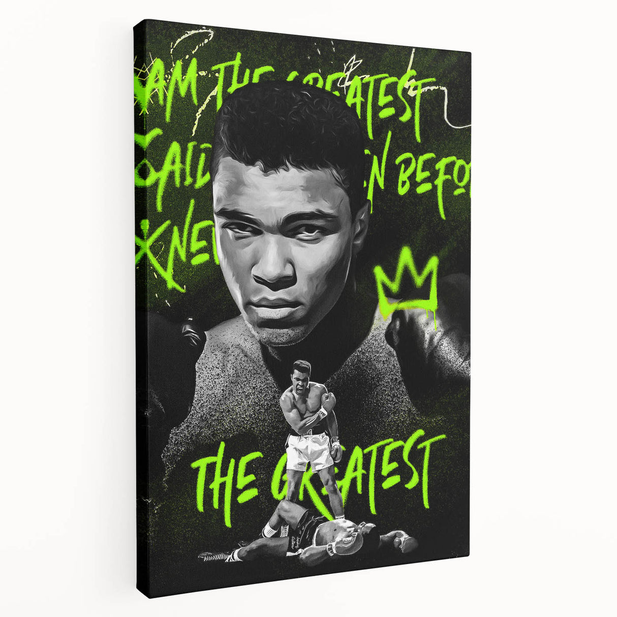 Iconic Pop Art Wall Art - Ali Canvas with Green and Black