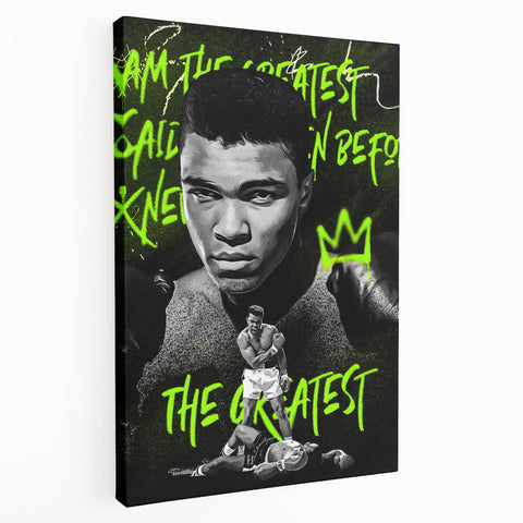 Iconic Pop Art Wall Art - Ali Canvas with Green and Black