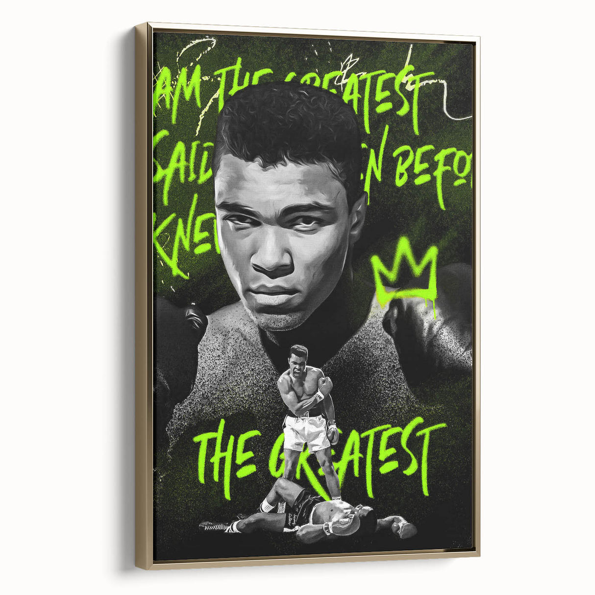 Iconic Pop Art Wall Art - Ali Canvas with Green and Black