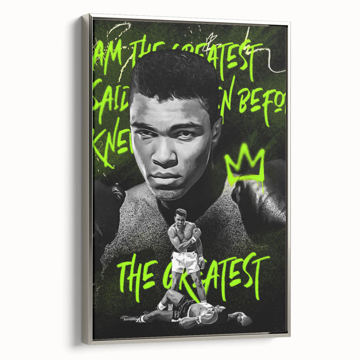 Iconic Pop Art Wall Art - Ali Canvas with Green and Black