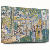 Realism Art Prints - Trees, Houses, People by Maurice Prendergast