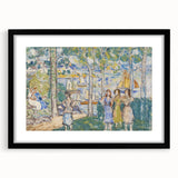 Realism Art Prints - Trees, Houses, People by Maurice Prendergast
