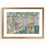 Realism Art Prints - Trees, Houses, People by Maurice Prendergast