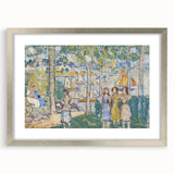 Realism Art Prints - Trees, Houses, People by Maurice Prendergast