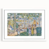 Realism Art Prints - Trees, Houses, People by Maurice Prendergast