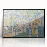 Realism Art Prints - Trees, Houses, People by Maurice Prendergast