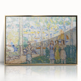 Realism Art Prints - Trees, Houses, People by Maurice Prendergast