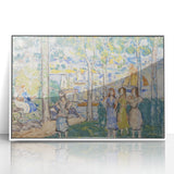 Realism Art Prints - Trees, Houses, People by Maurice Prendergast