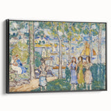 Realism Art Prints - Trees, Houses, People by Maurice Prendergast