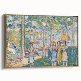 Realism Art Prints - Trees, Houses, People by Maurice Prendergast