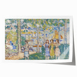 Realism Art Prints - Trees, Houses, People by Maurice Prendergast