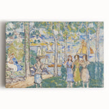 Realism Art Prints - Trees, Houses, People by Maurice Prendergast