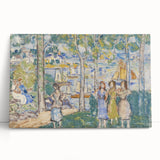 Realism Art Prints - Trees, Houses, People by Maurice Prendergast