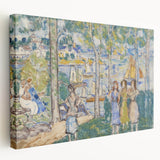Realism Art Prints - Trees, Houses, People by Maurice Prendergast