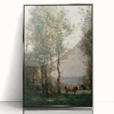 Wooded Landscape with Cows by Jean-Baptiste Corot - Classic Art Print