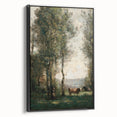 Wooded Landscape with Cows by Jean-Baptiste Corot - Classic Art Print