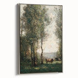 Wooded Landscape with Cows by Jean-Baptiste Corot - Classic Art Print
