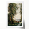 Wooded Landscape with Cows by Jean-Baptiste Corot - Classic Art Print