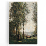 Wooded Landscape with Cows by Jean-Baptiste Corot - Classic Art Print