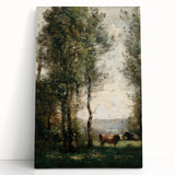 Wooded Landscape with Cows by Jean-Baptiste Corot - Classic Art Print