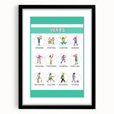 Kids Educational Wall Art – Verbs Learning Poster for Classrooms
