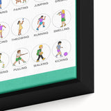 Kids Educational Wall Art – Verbs Learning Poster for Classrooms