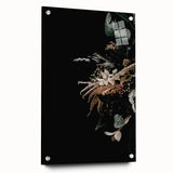 Large abstract wall art depicting fall season in muted orange and brown tones.