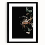 Extra large abstract art print featuring textured, colorful foliage design in a black frame, ideal for living room decor.