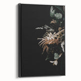 Black and white vintage poster art of a fall landscape on framed canvas, ideal for bedroom wall decor.