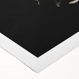 Art deco poster featuring an autumnal scene with warm orange and brown tones on a rolled canvas, ideal for dining room decor.