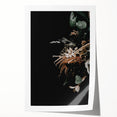 Rolled canvas print depicting a fall-themed floral design in subdued orange and brown tones.