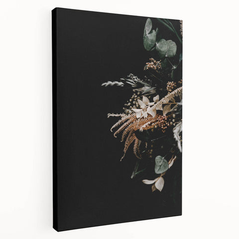 Autumn-themed abstract art on stretched canvas, featuring warm orange and brown tones, ideal for kitchen wall decor.