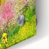 Large abstract wall art in pastel shades on acrylic glass, featuring spring-themed motifs, ideal for dining room art.