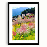 Extra large abstract art print featuring vibrant, colorful textures on canvas, framed in black, ideal for living room decor.