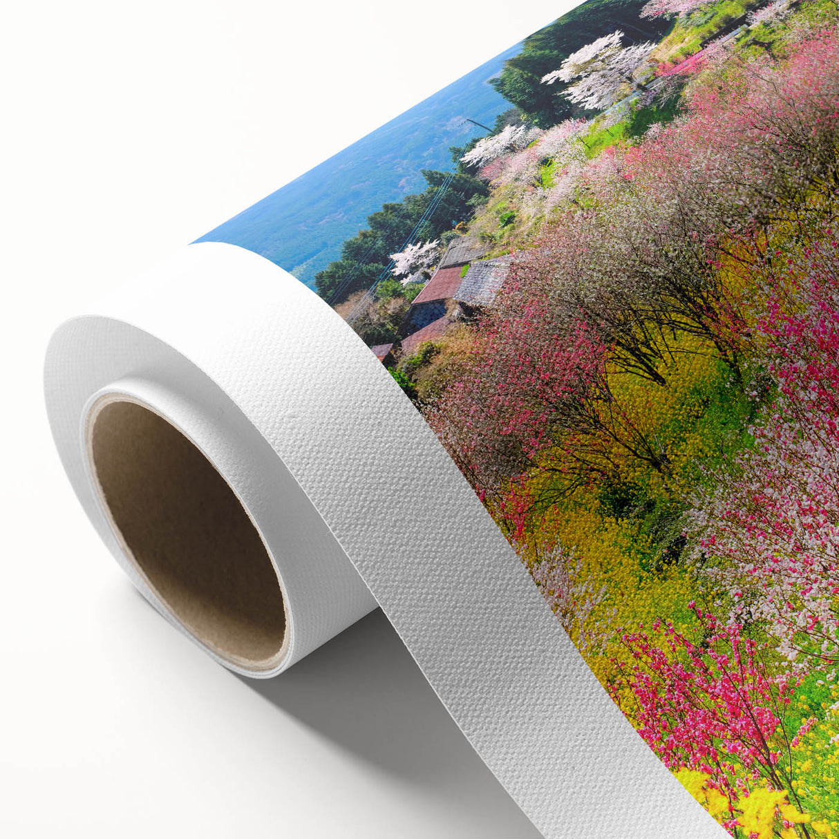 Art deco poster featuring spring-themed design in pastel shades on rolled canvas, suitable for nursery wall art.