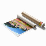 Extra large rolled print of spring-themed floral art in soft pastel colors.