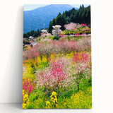 Black and white stretched canvas featuring a minimalist design of spring trees.