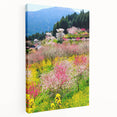 Spring-themed abstract art on stretched canvas, featuring soft pastel colors, ideal for kitchen wall art.