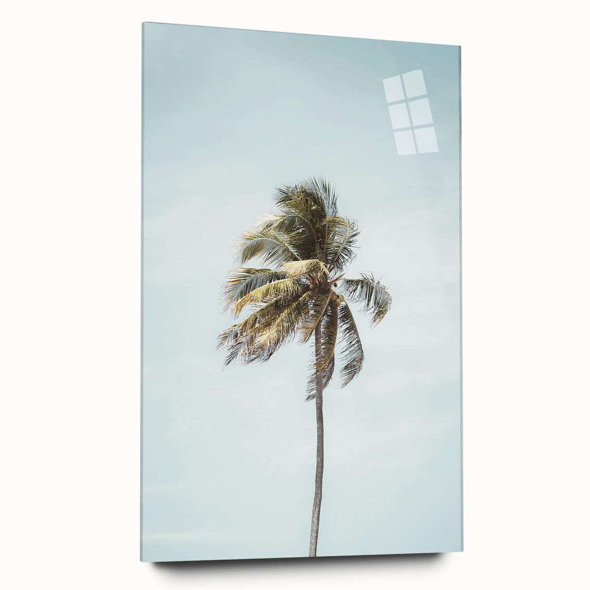 Large abstract wall art on acrylic glass depicting vibrant summer colors, ideal for bedroom or dining room decor.