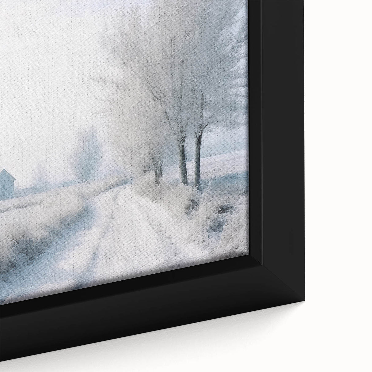Framed canvas featuring a textured black wall art with colorful, abstract winter motifs, ideal for large living room spaces.