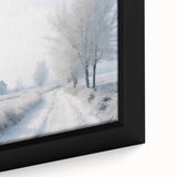Framed canvas featuring a textured black wall art with colorful, abstract winter motifs, ideal for large living room spaces.