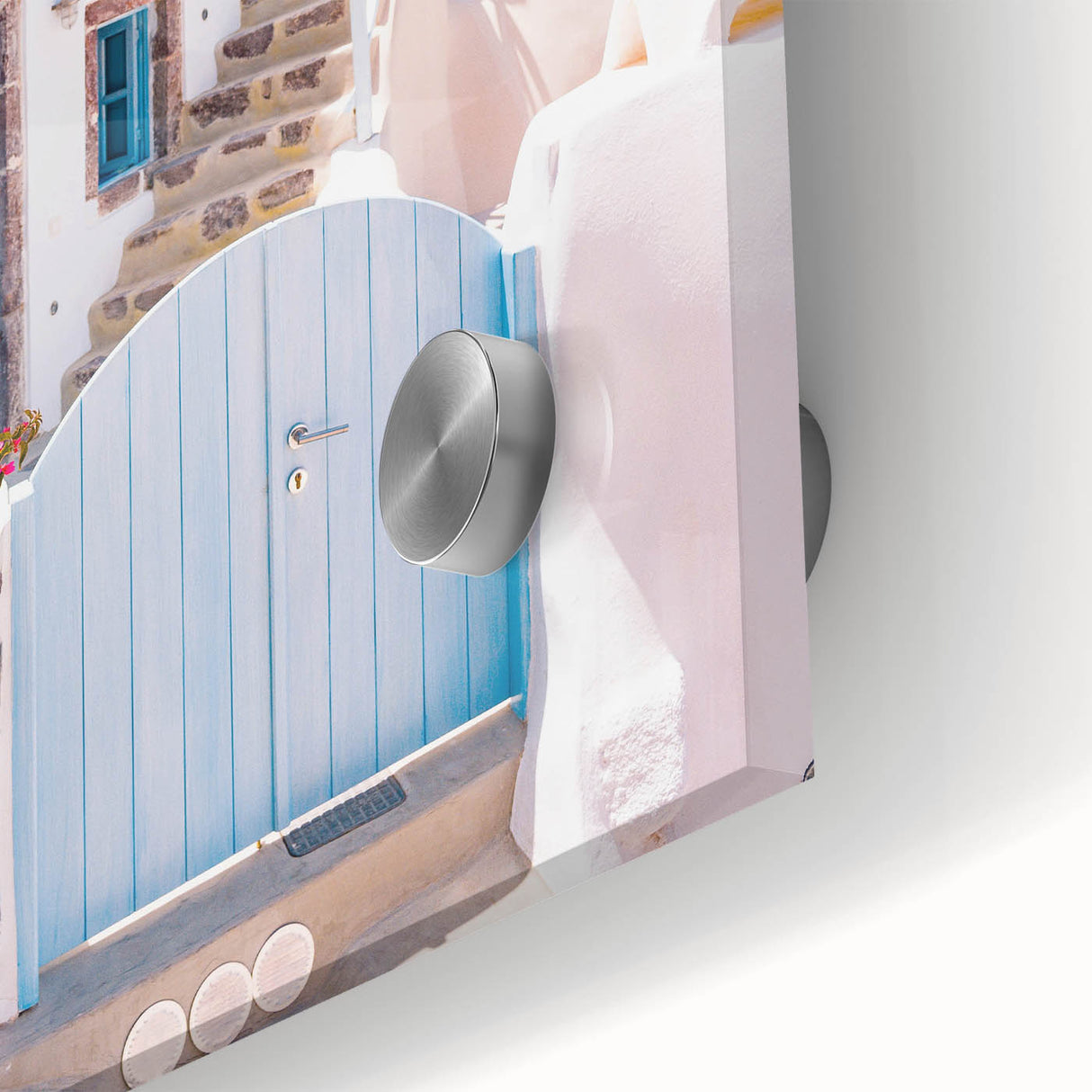 Large abstract wall art in pastel shades on acrylic glass, featuring mid-century modernist style.